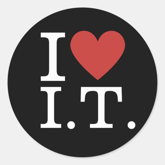 I ❤️ Liebe I.T. Information Tech Staff CUSTOM Runder Aufkleber (Vorderseite)
