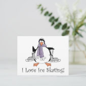 I Liebe Ice Skaten Pinguin T-Shirts und Geschenke Postkarte (Stehend Vorderseite)