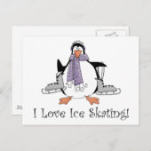 I Liebe Ice Skaten Pinguin T-Shirts und Geschenke Postkarte (Vorne/Hinten)