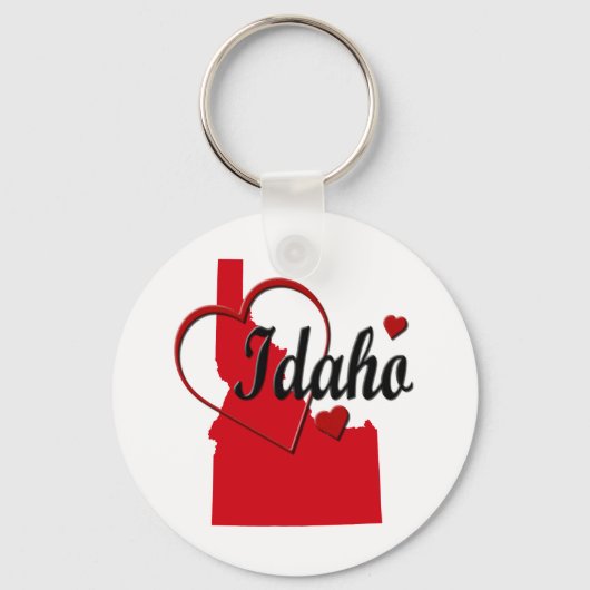 I Liebe Idaho Hearts Map Schlüsselanhänger (Vorderseite)