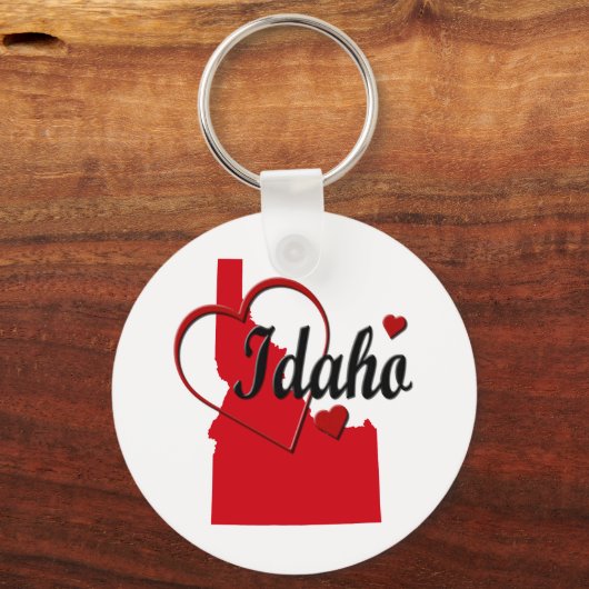 I Liebe Idaho Hearts Map Schlüsselanhänger (Vorderseite)