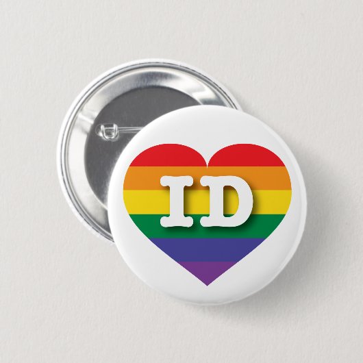 I Liebe Idaho Rainbow Heart Button (Vorne & Hinten)