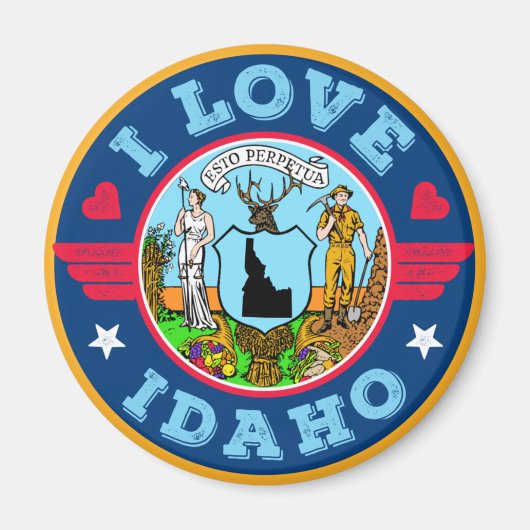 I Liebe Idaho Staat Karte und Flagge Magnet (Vorne)