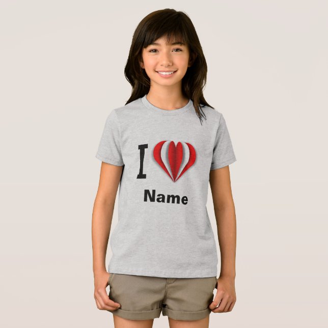 "I Liebe [Ihr Name]" Herz Tri-Blend Shirt (Vorderseite Voll)