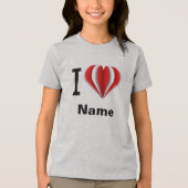 "I Liebe [Ihr Name]" Herz Tri-Blend Shirt (Vorderseite)