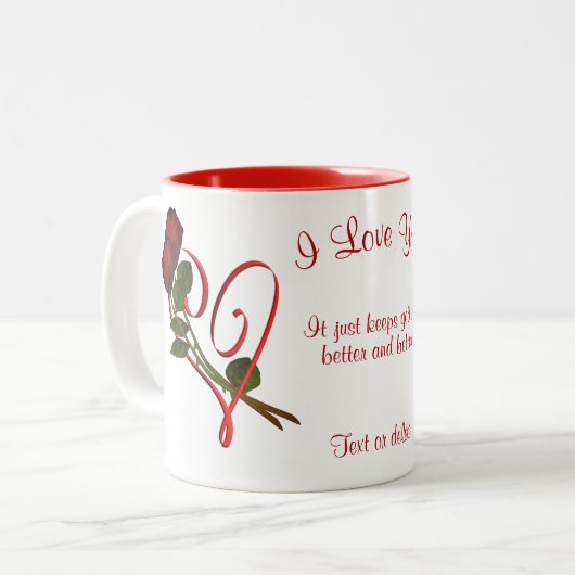 I Liebe Ihr Rote Rosen Herz Personalisiert Zweifarbige Tasse (Vorderseite Links)