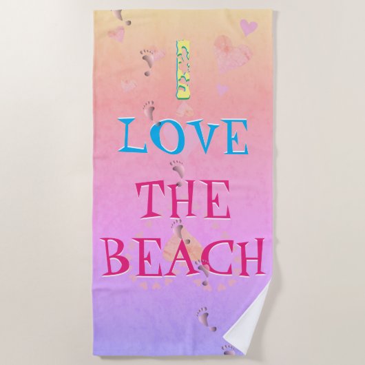 "I Liebe (Ihr Text)" Sonnenaufgangsbilder Strandtuch (Vorderseite)
