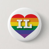 I Liebe Illinois Gay Pride Rainbow Heart Button (Vorderseite)