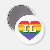 I Liebe Illinois Rainbow Heart Magnet (Vorderseite/Rückseite)