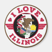I Liebe Illinois Staat Karte und Flagge