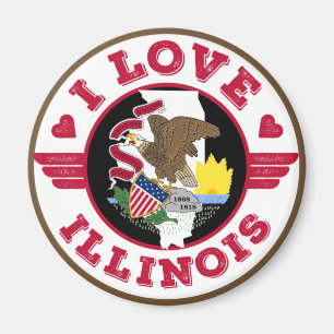I Liebe Illinois Staat Karte und Flagge Magnet