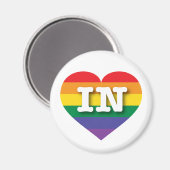 I Liebe Indiana Rainbow Heart Magnet (Vorderseite/Rückseite)