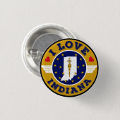 I Liebe Indiana Staat Karte und Flagge Button (Vorne & Hinten)