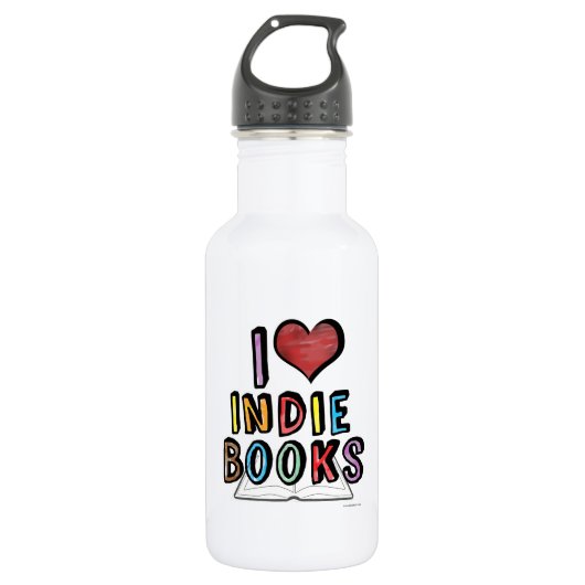 I Liebe Indie Books Spaß Cooler Autoren Design Trinkflasche (Vorderseite)