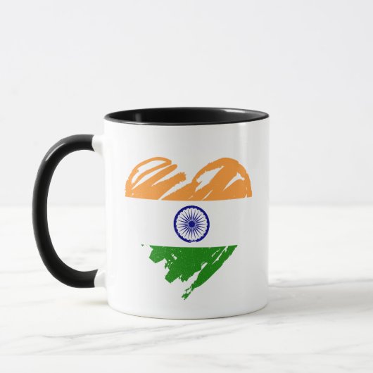 I Liebe Indien - Indische Flaggenform Herzform Tasse (Links)