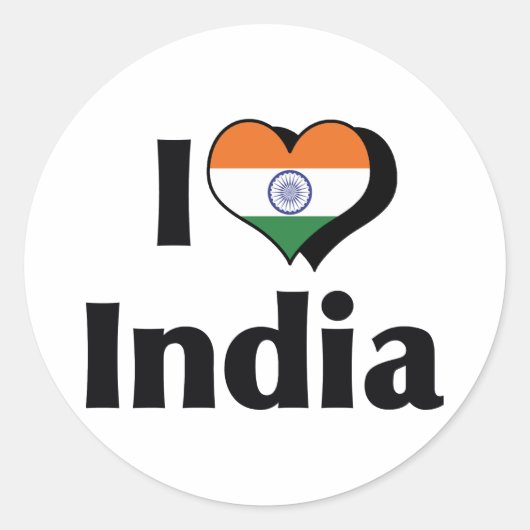 I Liebe Indiens Flagge Runder Aufkleber (Vorderseite)