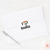 I Liebe Indiens Flagge Runder Aufkleber (Umschlag)