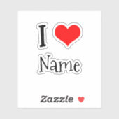 I LIEBE INDIVIDUELLE NAME AUFKLEBER (Blatt)