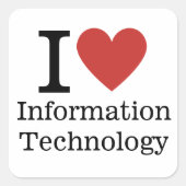 I ❤️ Liebe Information Tech Dept. Quadratischer Aufkleber (Vorderseite)