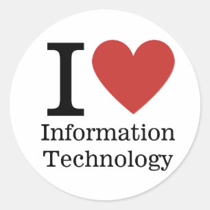 I. ❤️ Liebe Informationstechnologie Runder Aufkleber