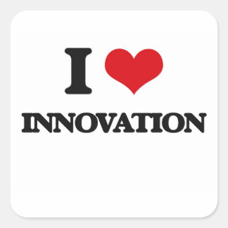 I Liebe Innovation Quadratischer Aufkleber