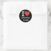 I ❤️ Liebe Internes Audit (für Mitarbeiter) CUSTOM Runder Aufkleber (Tasche)