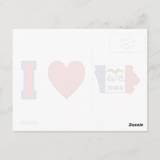 I Liebe Iowa Shapa State Flag Big Red Heart Postkarte (Rückseite)