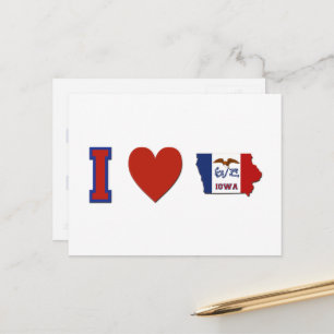 I Liebe Iowa Shapa State Flag Big Red Heart Postkarte
