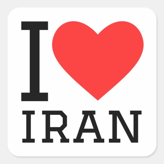 I Liebe Iran Quadratischer Aufkleber (Vorderseite)