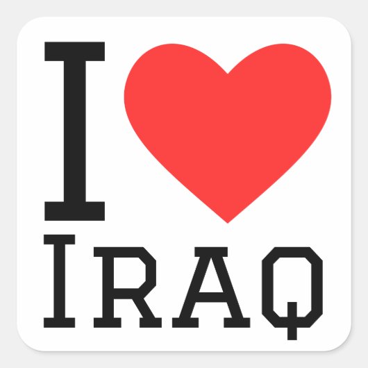 I Liebe Iraq Quadratischer Aufkleber (Vorderseite)