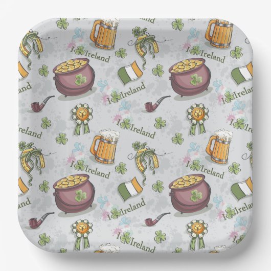 I Liebe Ireland St Patrick's Day Paper Plate Pappteller (Vorderseite)
