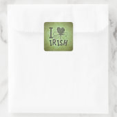 I Liebe Irisch Quadratischer Aufkleber (Tasche)