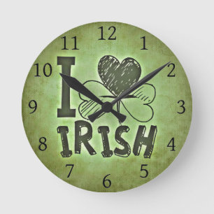 I Liebe Irisch Runde Wanduhr