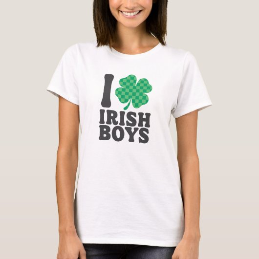I Liebe Irish Boys Funny Kleeblatt St Patricks Day T-Shirt (Vorderseite)