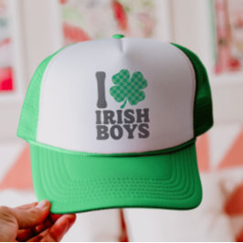 I Liebe Irish Boys Funny Kleeblatt St Patricks Day Truckerkappe