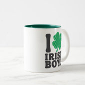 I Liebe Irish Boys Funny Kleeblatt St Patricks Day Zweifarbige Tasse (VorderseiteRechts)
