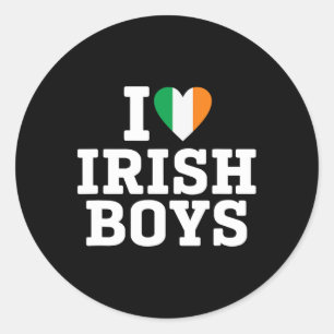 I Liebe Irish Boys Ireland Flag Heart St Patricks  Runder Aufkleber