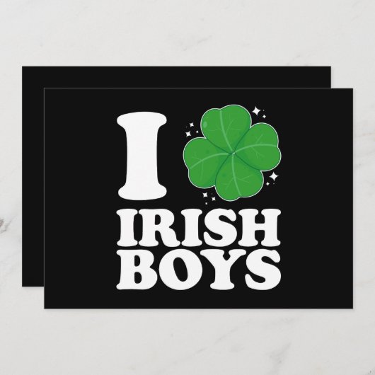 I Liebe Irish Boys Kleeblatt Heart St Patrick's Da Einladung (Vorne/Hinten)