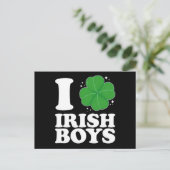 I Liebe Irish Boys Kleeblatt Heart St Patrick's Da Postkarte (Stehend Vorderseite)