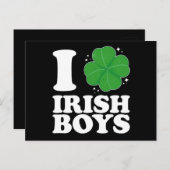 I Liebe Irish Boys Kleeblatt Heart St Patrick's Da Postkarte (Vorne/Hinten)