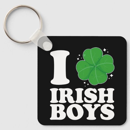 I Liebe Irish Boys Kleeblatt Heart St Patrick's Da Schlüsselanhänger (Vorderseite)
