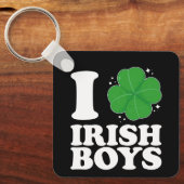 I Liebe Irish Boys Kleeblatt Heart St Patrick's Da Schlüsselanhänger (Vorderseite)