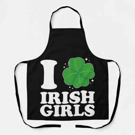 I Liebe Irish Girls Kleeblatt Herz St Patrick's Da Schürze (Vorderseite)