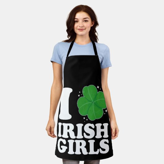 I Liebe Irish Girls Kleeblatt Herz St Patrick's Da Schürze (Getragen)