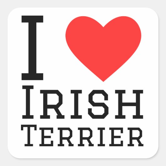 I Liebe Irish Terrier Quadratischer Aufkleber (Vorderseite)