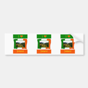 I Liebe Irland Flagge Kerry Irland Weißer Hintergr Autoaufkleber