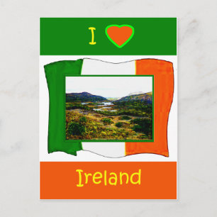I Liebe Irland Flagge Kerry Irland Weißer Hintergr Postkarte