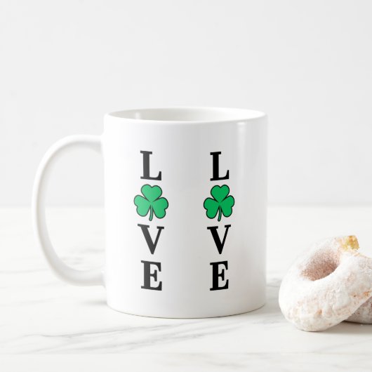 I Liebe Irland Kleeblatt Clover Leaf Simple Elegan Kaffeetasse (Mit Donut)