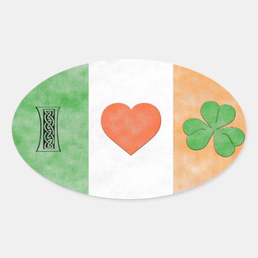 I Liebe Irland Ovaler Aufkleber (Vorderseite)