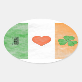 I Liebe Irland Ovaler Aufkleber